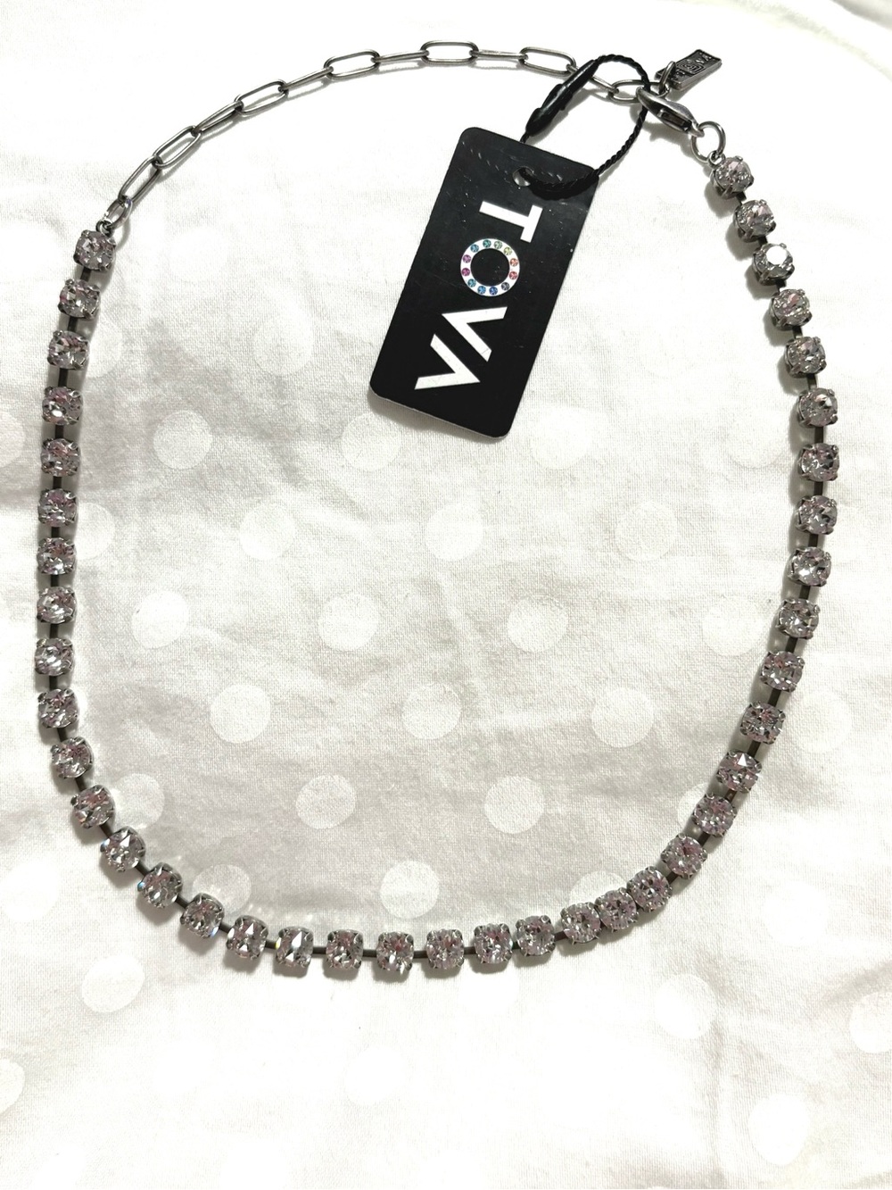TOVA Antique Silver Clear Sarina Necklace NWT